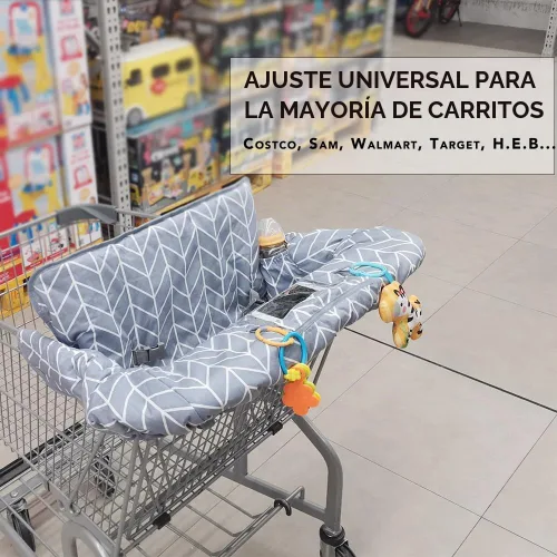 Vista 6 de ICOPUCA Funda para carrito de compras para bebé, funda de carrito 2 en 1 para bebés y funda para silla alta, funda acolchada para asiento de carrito