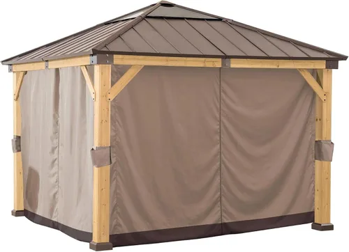 Vista 4 de SUNJOY Paneles de mosquitera de repuesto, resistentes al agua, 4 paneles para glorieta Sunjoy de 9 x 9 pies, protección de patio y patio