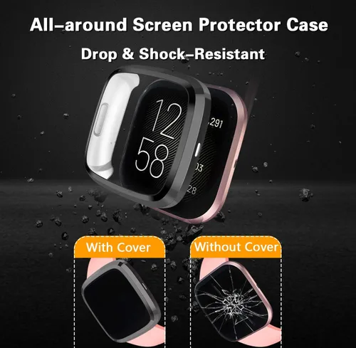 Vista 3 de Wepro Funda protectora de pantalla compatible con reloj inteligente Fitbit Versa 2, paquete de 3 fundas de TPU suave chapado en poliuretano