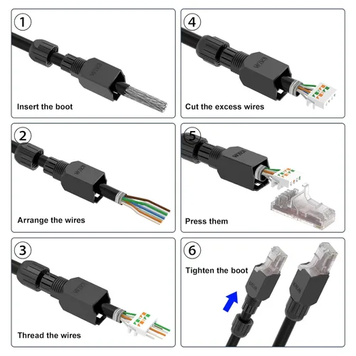 Vista 7 de VCELINK Conector RJ45 sin herramientas, enchufe de terminación de campo CAT6, enchufe modular chapado en oro, conector UTP CAT6 sin herramientas