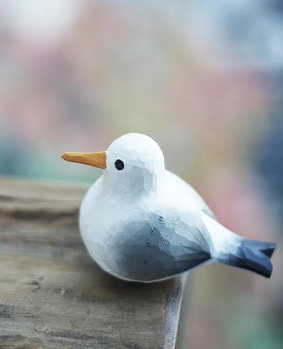 Vista 4 de Figura de pájaro gaviota tallada a mano en madera, pequeña decoración de pájaro para el hogar, estatua de pájaro para decoración de estante (gaviota)