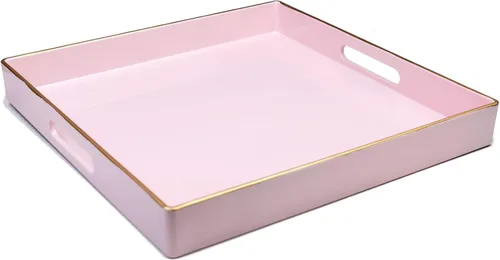 Vista 20 de Spsyrine Bandeja Decorativa Azul para Sala de Estar, Bandeja Cuadrada Moderna de Plástico para Servir Café para Mesa Otomana Baño Cocina, 13"*13