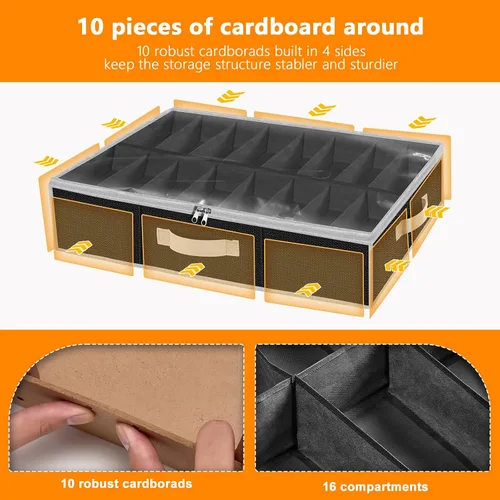 Vista 6 de homyfort Organizador de almacenamiento de zapatos debajo de la cama para armario, contenedor extra grande para zapatos debajo de la cama, paquete