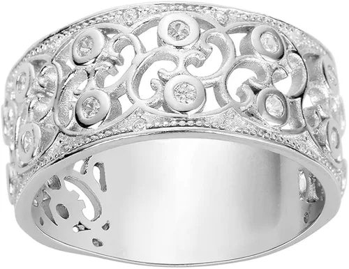 Vista 2 de CloseoutWarehouse Anillo de plata de ley con filigrana de circonita cúbica (tamaño 4-15)