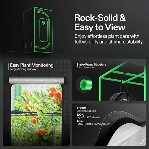 Vista 7 de VIVOSUN Smart Pro - Kit de tienda de cultivo de 2 x 2 pies, 1 planta, control automático integrado con WiFi con GrowHub E42A+, luz LED