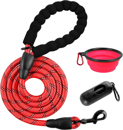 Vista 26 de BARKBAY - Correas para perros grandes, resistentes, de 4/5/6 pies, con cómoda asa acolchada y hilos altamente reflectantes para perros medianos