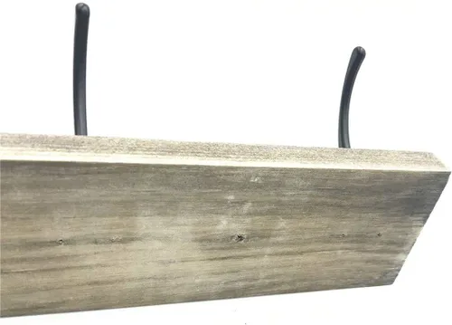 Vista 3 de Perchero de pared, perchero de entrada vintage rústico de madera con 3 ganchos para colgar abrigos y sombreros, riel de zinc fundido