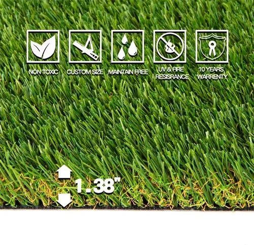 Vista 3 de Alfombra de césped artificial con agujeros de drenaje y parte trasera de goma, para interiores y exteriores, realista, sintética, para patio