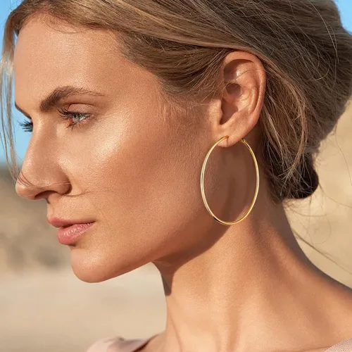 Vista 5 de Gacimy Gold Hoop Earrings for Women 14K Gold Plated, 925 Sterling Silver Post Hypoallergenic Earrings Hoops for Women