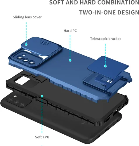 Vista 6 de Asuwish Funda de teléfono para Samsung Galaxy A03s versión de EE. UU. 5G 2022 con protector de pantalla y cubierta deslizante para cámara