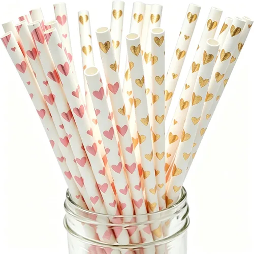 Vista 10 de Pajitas de papel iridiscente blanco, paquete de 100 pajitas desechables de papel de aluminio de perlas blancas para palitos de pasteles, palitos