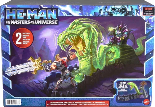 Vista 2 de He-Man and The Masters of the Universe Chaos Snake Attack Playset, Skeletor Fortress con 2 figuras de acción (He-Man y Skeletor), regalo