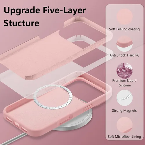 Vista 111 de Funda magnética de silicona para iPhone 13 Pro, color blanco antiguo [Compatible con Magsafe] [Forro de microfibra suave antiarañazos], funda