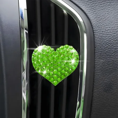Vista 5 de Osilly - Clips brillantes para ventilación de automóvil, 2 piezas; adorno brillante con forma de corazón para salida de aire acondicionado
