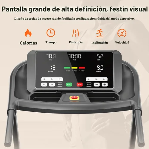 Vista 2 de THERUN Cinta de correr inclinada, 0-12% de inclinación automática para correr y caminar, capacidad de peso de 300 libras, cinturón ancho, 3.0 HP