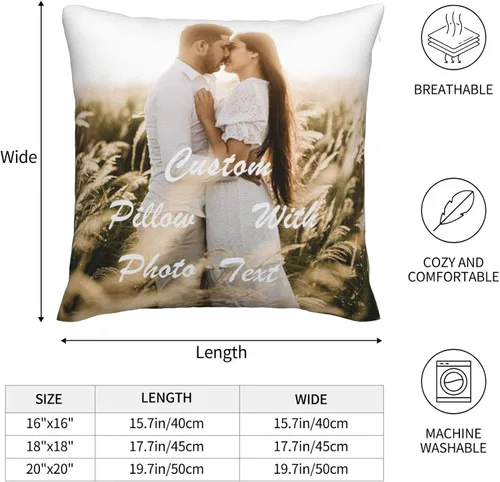 Vista 3 de Funda de almohada personalizada con texto de imagen, funda de almohada personalizada, funda de almohada personalizada, regalos de recuerdo para lino