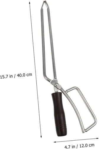 Vista 8 de GANAZONO Pinzas largas para barbacoa con mango de haya maciza, pinzas para parrilla de cocina al aire libre, 1 ud
