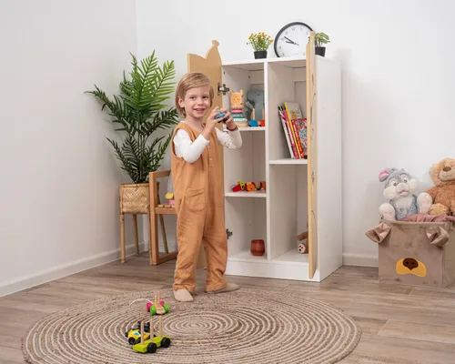 Vista 4 de Armario de vestir para niños pequeños fabricado en Europa, 9 colores de almacenamiento para niñas y niños, pintura a base de agua, armario de vestir