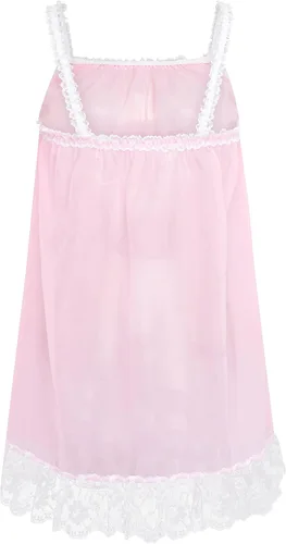 Vista 2 de Satini Lencería Sheer Sissy Babydoll volantes volantes encaje Slip ropa de dormir