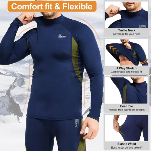 Vista 4 de romision Thermal Underwear for Men Long Johns Fleece Lined Hunting Gear Bottom Top Set Base Layer for Cold Weather XS-4XL