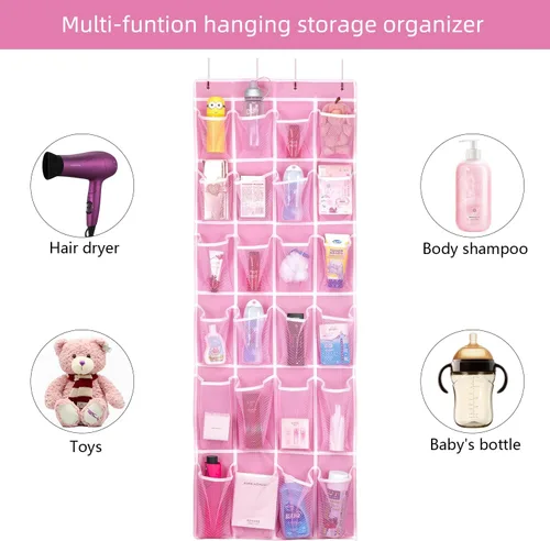 Vista 6 de SAVERHO Organizador colgante de zapatos, organizador de zapatos sobre la puerta con 24 bolsillos de malla transpirable para hombres, mujeres