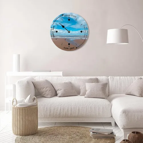 Vista 6 de Reloj de marea de madera, arena y nube, costa este, océano, reloj de marea de madera, marea alta y baja, para colgar en la pared, reloj