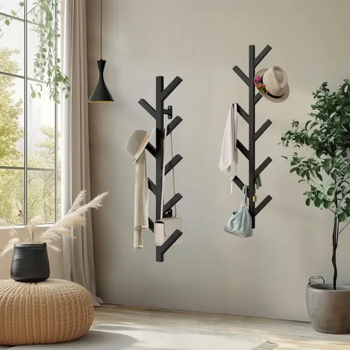 Vista 14 de Vlush Perchero de Metal para Montar en la Pared con 6 Ganchos, Perchero de Ropa Moderno y Minimalista, Perchero Vertical para Colgar Ropa