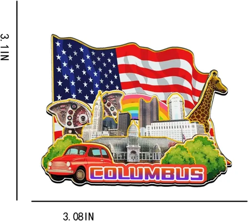 Vista 3 de Columbus Ohio USA - Imán de madera para nevera, monumentos 3D, recuerdos coleccionables, decoración hecha a mano, 1480