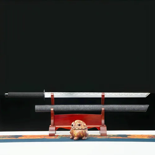 Vista 10 de Espada katana japonesa samurái – Hoja de espiga completa de acero al carbono real sin afilar, espada tradicional de práctica de Iaido
