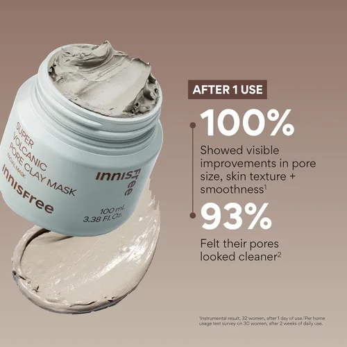 Vista 3 de innisfree Super Volcanic Clay Mask, Pore Cleansing & Oil Control Face Mask for Oily Skin with AHA, Korean Wash-Off Clay Mask for Clogged Pores