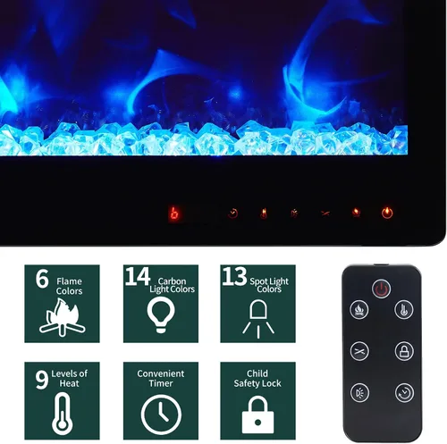 Vista 7 de EDYO LIVING Chimenea eléctrica de 50 pulgadas empotrada y montada en la pared y lineal con temporizador, control remoto, color de llama ajustable