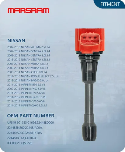 Vista 2 de Marsram Paquete de bobinas de encendido UF549 para 2007 2008 2009 2010 2011 2012 Nissan Altima Versa Sentra Cube NV200 Rogue 2013 2014 2015 Infiniti