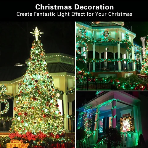 Vista 5 de BrizLabs - Luces de Navidad, 69.6 pies / 21.2 metros, serie de 300 luces verdes, extensión de luces incandescentes mini conectable, cadena de luces