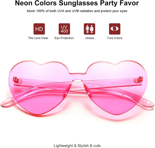 Vista 3 de Virtue morals Gafas de sol en forma de corazón para San Valentín Mardi Gras verano recuerdo de fiesta para mujer