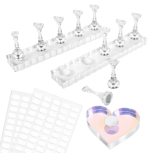 Vista 11 de Soporte de uñas para prensa, puntas de uñas magnéticas, soporte de uñas para pintar uñas, diseño de uñas postizas con masilla adhesiva reutilizable