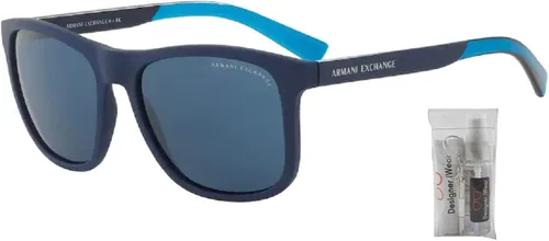 Vista 2 de Armani Exchange AX4049SF Square Sunglasses For Men BUNDLE with Designer iWear Complimentary Eyewear Care Kit