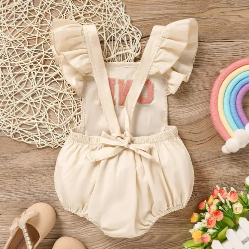 Vista 2 de GRNSHTS Trajes de primer cumpleaños para niñas con volantes para primer cumpleaños, mameluco sin espalda
