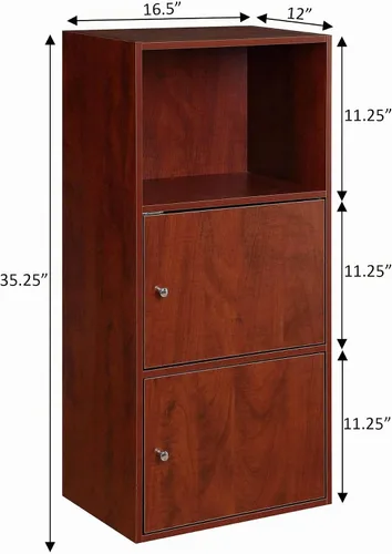 Vista 3 de Convenience Concepts Xtra Storage - Armario de 2 puertas con estante, color cereza