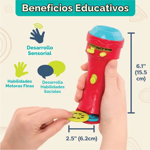 Vista 3 de B. toys Light Me to The Moon - Linterna con 2 carretes de imagen