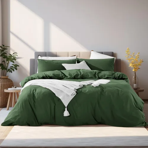Vista 102 de NEXHOME PRO Funda de edredón Twin XL 100% algodón lavado, transpirable, duradera, texturizada, similar al lino, juego de ropa de cama para el hogar