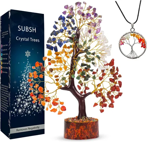 Vista 15 de Árbol de la vida de cristal amatista de 10-12 pulgadas con 2 colgantes de chakra – Bonsái de cristal sanador, árbol del dinero para energía
