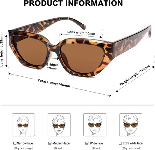 Vista 49 de SOJOS Gafas de sol polarizadas de ojo de gato lindo de moda para mujer Cateye SJ2237