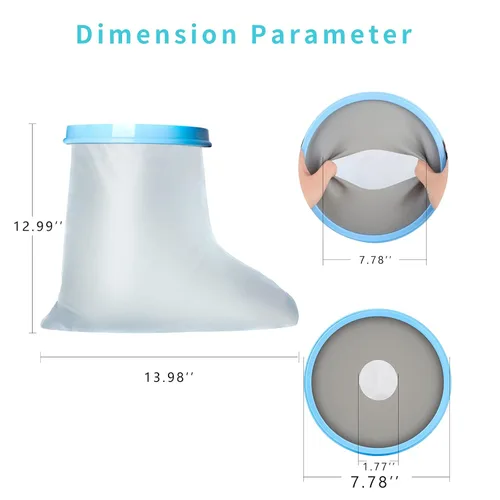 Vista 4 de SUPERNIGHT Funda impermeable para pies para ducha y baño, reutilizable, adulto Sellado hermético, protege las heridas de pies