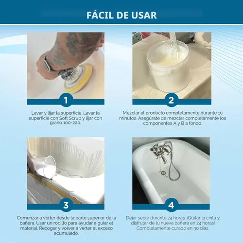 Vista 4 de Ekopel 2K - Juego de renovación de tina sin olor, 20 más gruesos para fregaderos y tinas, revestimiento que no se pela, acabado brillante