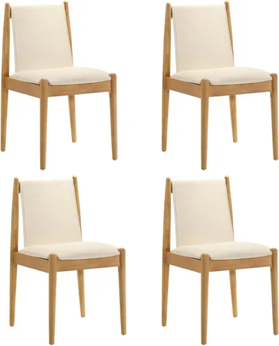 Vista 11 de DUOMAY Juego de 2 sillas de comedor modernas tapizadas de lino beige, sillas de madera sin brazos con cojín de asiento acolchado y marco resistente