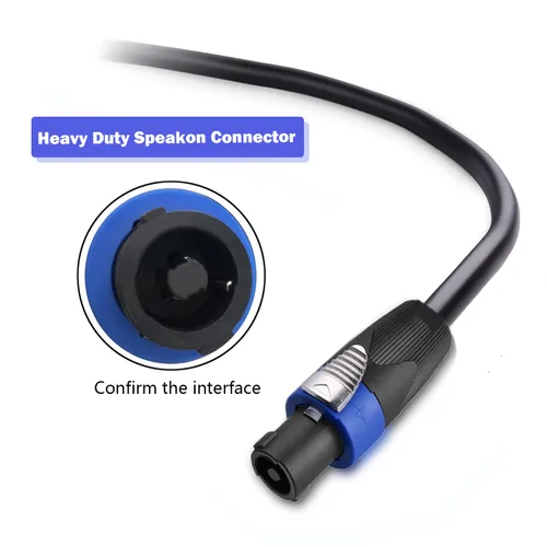 Vista 3 de Paquete de 2 cables Pro Speakon a Speakon de 15 pies, 12 AWG, 2 conductores de bloqueo giratorio