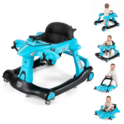 Vista 12 de BABY JOY Andador de bebé 6 en 1 con ruedas, caminador de actividad plegable Rosa