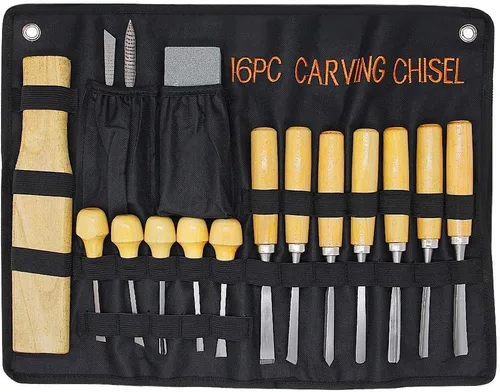 Vista 10 de Lulu Home Juego de cinceles de madera de 13 piezas con bolsa de lona