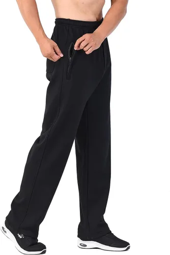 Vista 2 de Men's Front Zip Open-Bottom Sports Pants Sweatpants Trousers