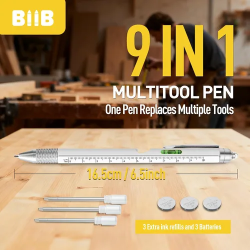 Vista 3 de BIIB Regalos para hombres 9 en 1 bolígrafo multiherramienta, rellenos de calcetines para hombres adolescentes, él, regalos de Navidad para hombres
